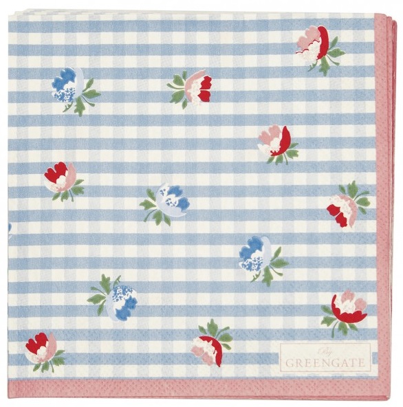 Tovagliolini di carta - Napkin Viola check pale blue small - 20 pz - Greengate